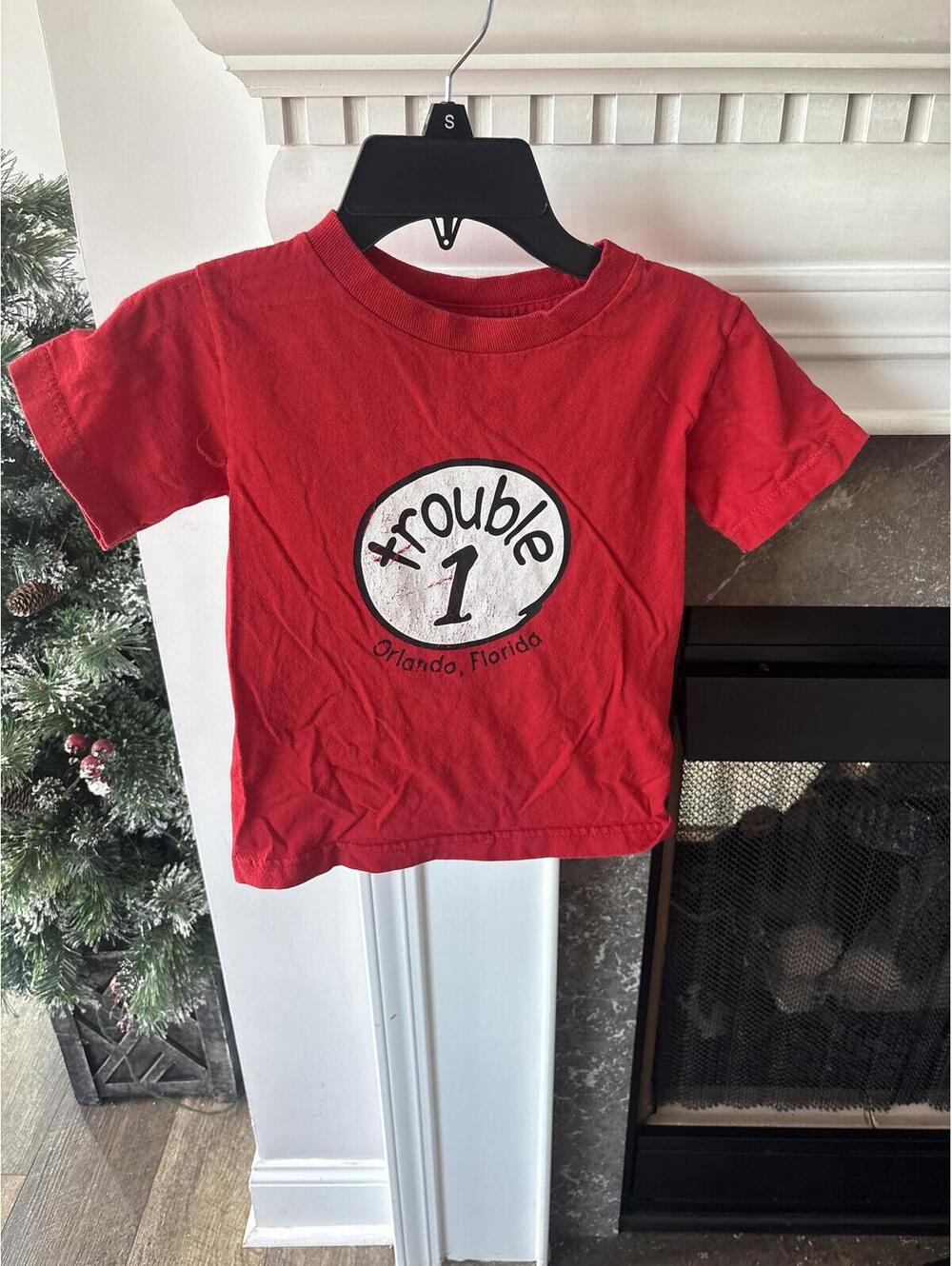 Trouble Thing 1 Orlando Florida Red Graphic T Shirt Kids Small 5T boys Girls